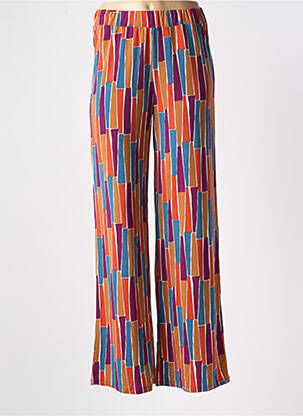 Pantalon large coupe fluide taille haute orange LOSAN femme