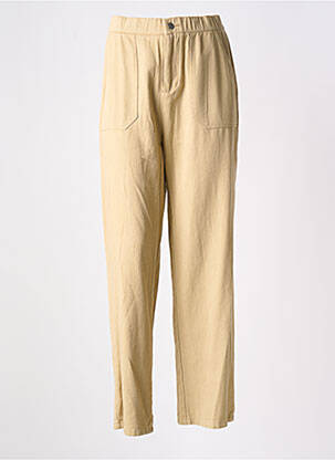 Pantalon droit taille haute taille haute beige EMILIE.K femme