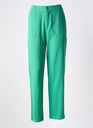 Pantalon droit taille haute taille haute vert EMILIE.K femme