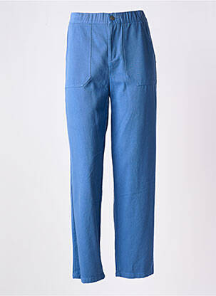 Pantalon droit taille haute taille haute bleu EMILIE.K femme