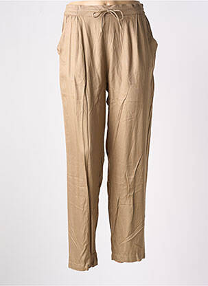 Pantalon droit tissage popeline taille haute beige LOSAN femme