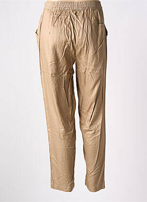 Pantalon droit tissage popeline taille haute beige LOSAN femme