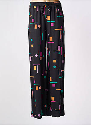 Pantalon large tissage popeline taille haute noir NUMPH femme