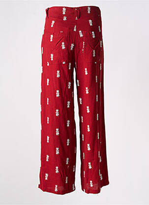 Pantalon large fermeture zippée sous rabat boutonné taille haute rouge LOSAN femme