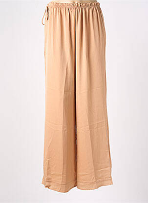 Pantalon large coupe fluide taille haute beige GARDEN  femme