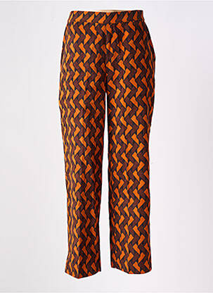 Pantalon droit taille haute taille haute marron COMPAÑIA FANTASTICA femme