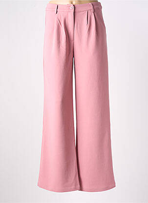 Pantalon large fermeture zippée sous rabat boutonné taille haute rose COMPAÑIA FANTASTICA femme