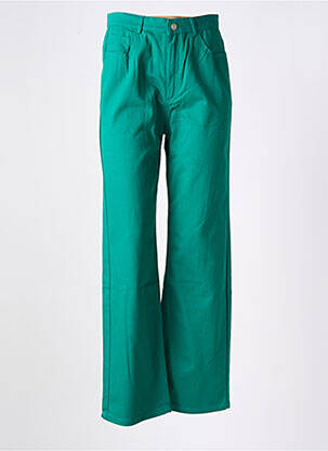 Pantalon large fermeture zippée sous rabat boutonné taille haute vert CHERRY PARIS femme
