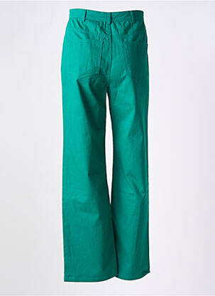 Pantalon large tissage popeline taille haute vert CHERRY PARIS femme