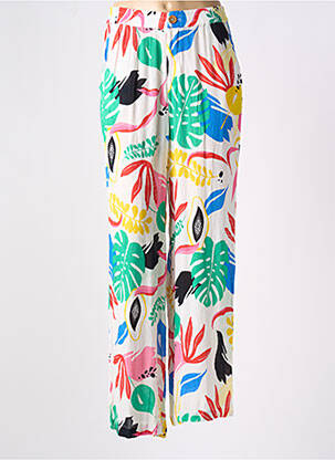 Pantalon large fermeture zippée sous rabat boutonné taille haute blanc LES TROPEZIENNES PAR M.BELARBI femme