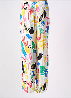 Pantalon large fermeture zippée sous rabat boutonné taille haute blanc LES TROPEZIENNES PAR M.BELARBI femme