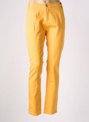 Pantalon chino tissage popeline taille normale jaune REMIXX femme