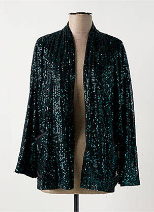 Gilet manches longues col châle vert KILKY femme