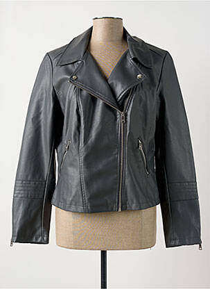 Veste simili cuir poches gris ONLY CARMAKOMA femme