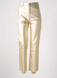 Pantalon 7/8 taille haute taille haute or EMILIE.K femme