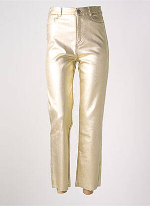Pantalon 7/8 taille haute taille haute or EMILIE.K femme