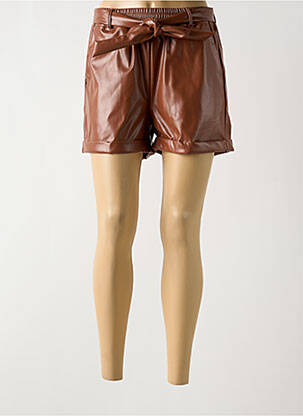 Short tissage simili-cuir taille normale marron AKOZ DE TOI femme