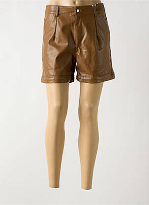 Short taille à pinces taille haute marron GRACIELA femme