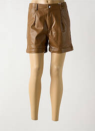 Short taille à pinces taille haute marron GRACIELA femme