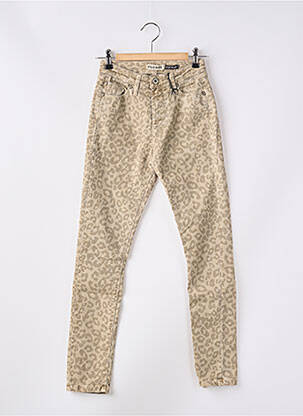 Jeans coupe slim stretch taille haute beige PLEASE femme