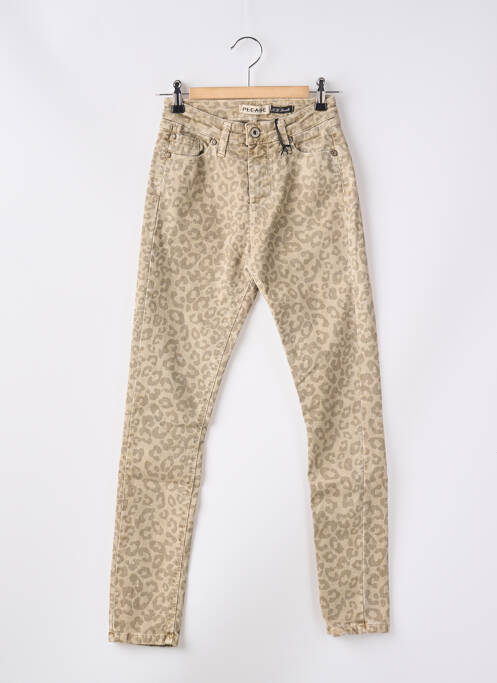 Jeans coupe slim stretch taille haute beige PLEASE femme
