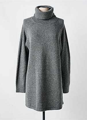 Robe pull tissage chiné manches longues gris GRACE & MILA femme
