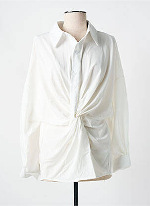 Chemisier tissage popeline manches longues blanc JUBYLEE femme