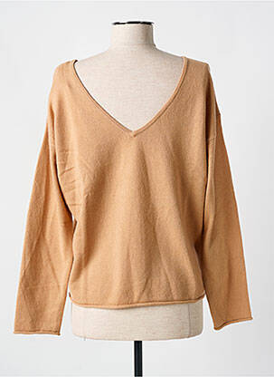 Pull coupe cintrée manches longues marron GRACE & MILA femme