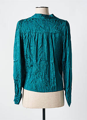 Blouse poignets boutonnés avec fente manches longues vert GRACE & MILA femme