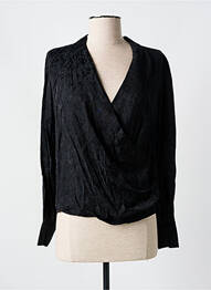 Blouse poignets boutonnés avec fente manches longues noir GRACE & MILA femme