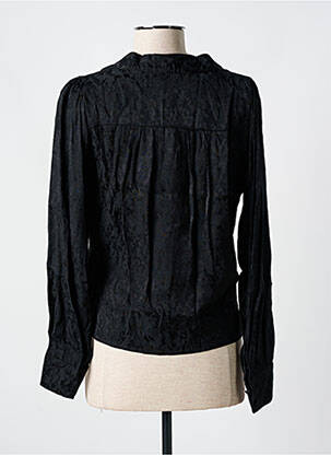 Blouse poignets boutonnés avec fente manches longues noir GRACE & MILA femme