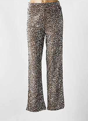 Pantalon droit taille élastique taille normale marron PIECES femme