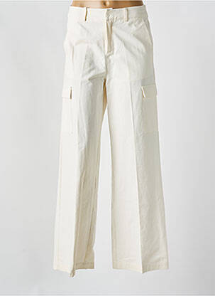 Pantalon cargo tissage popeline taille haute beige GRACE & MILA femme