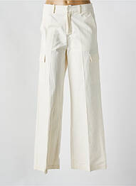 Pantalon cargo tissage popeline taille haute beige GRACE & MILA femme