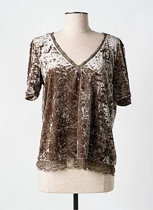 Top stretch manches courtes marron JUBYLEE femme