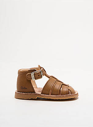 Sandales/nu pieds tissage satiné bout rond marron ASTER garçon