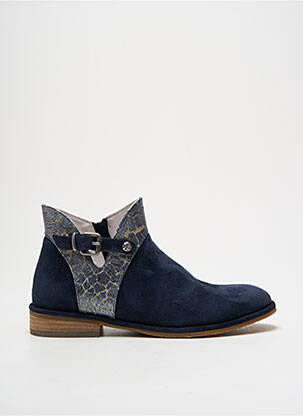 Bottines/boots tissage satiné talon plat jusqu'à 3cm bleu REGARD femme