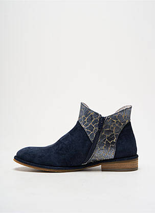 Bottines/boots tissage satiné talon plat jusqu'à 3cm bleu REGARD femme