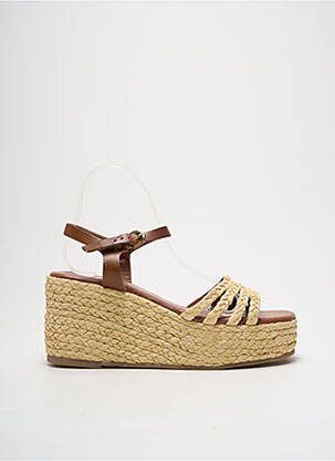 Sandales/nu pieds matière lisse talon de 7 à 9cm marron SANTAFE femme