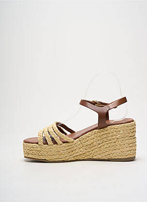 Sandales/nu pieds matière lisse talon de 7 à 9cm marron SANTAFE femme