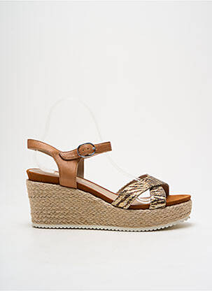 Espadrilles tissage satiné talon de 7 à 9cm marron EMILIE KARSTON femme