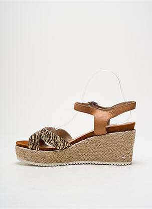 Espadrilles tissage satiné talon de 7 à 9cm marron EMILIE KARSTON femme