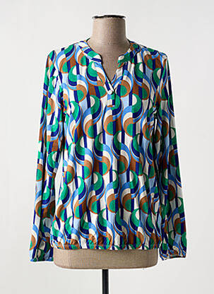 Blouse imprimé fantaisie manches longues bleu MICHA femme