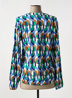 Blouse imprimé fantaisie manches longues bleu MICHA femme