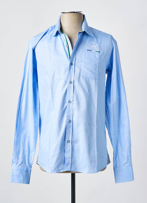 Chemise manches longues bleu BLACK WELLIS pour homme