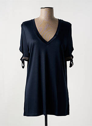Tunique manches courtes coupe cintrée bleu LAUREN VIDAL femme