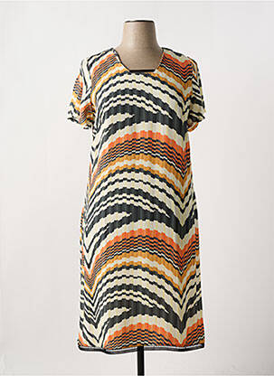 Robe mi-longue tissage crêpe manches courtes orange MERI & ESCA femme