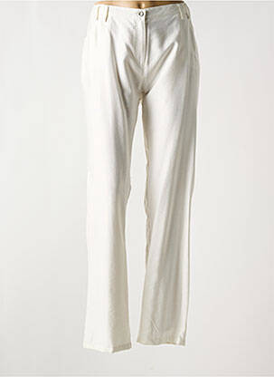Pantalon droit fermeture zippée sous rabat boutonné taille normale beige MERI & ESCA femme