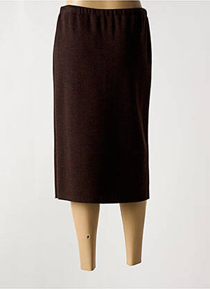 Jupe mi-longue stretch marron RODAM femme
