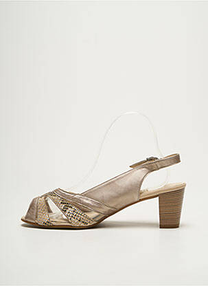 Sandales/nu pieds matière lisse talon de 4 à 6cm beige ARTIKA SOFT femme